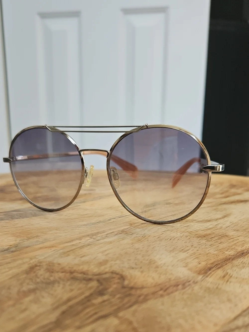 Rag And Bone Gold Frame Gradient Lens Sunglasses - Stylish Double Bridge